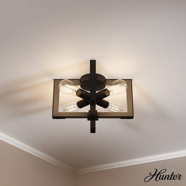 Hunter Woodburn 15 in. 4-Light Noble Bronze Flush Mount