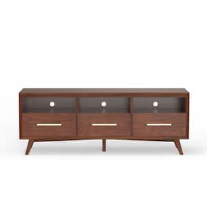 Gramercy 134 in. L Walnut Rectangle Wood Console Table with Solid Wood