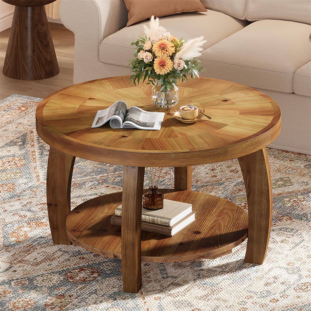 TRIBESIGNS WAY TO ORIGIN Inaayah 31.5 in. Brown Round Solid Wood
