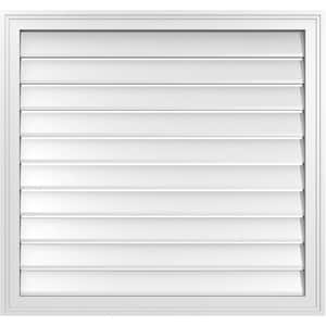 34 in. x 32 in. Vertical Surface Mount PVC Gable Vent: Functional with Brickmould Frame