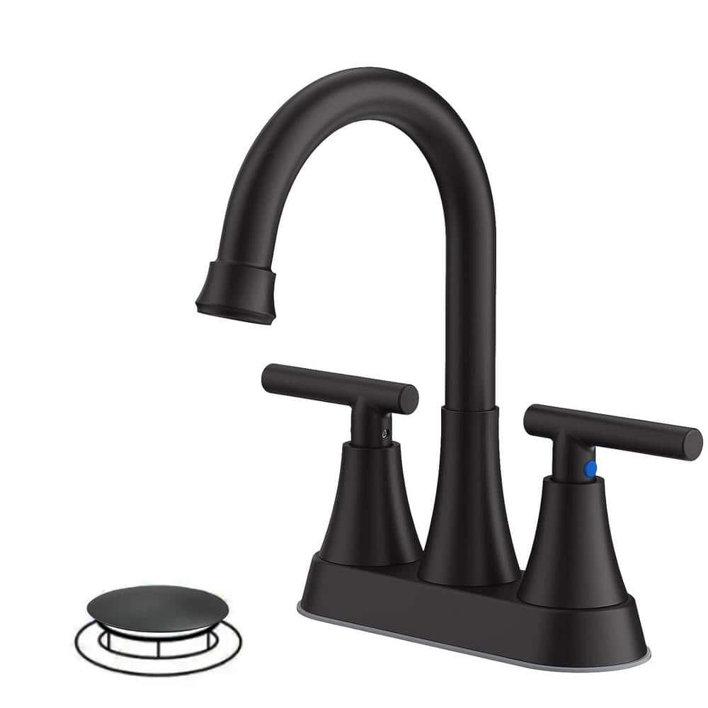 Matte Black Stainless Steel 2-Handle High-Arc Bathroom Faucet