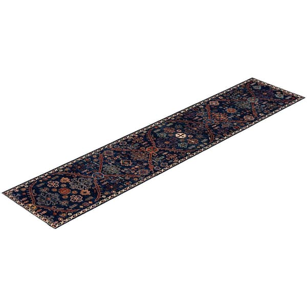 Serapi One-of-a-Kind Traditional Blue 2 ft. x 10 ft. Runner Hand Knotted Tribal Area Rug