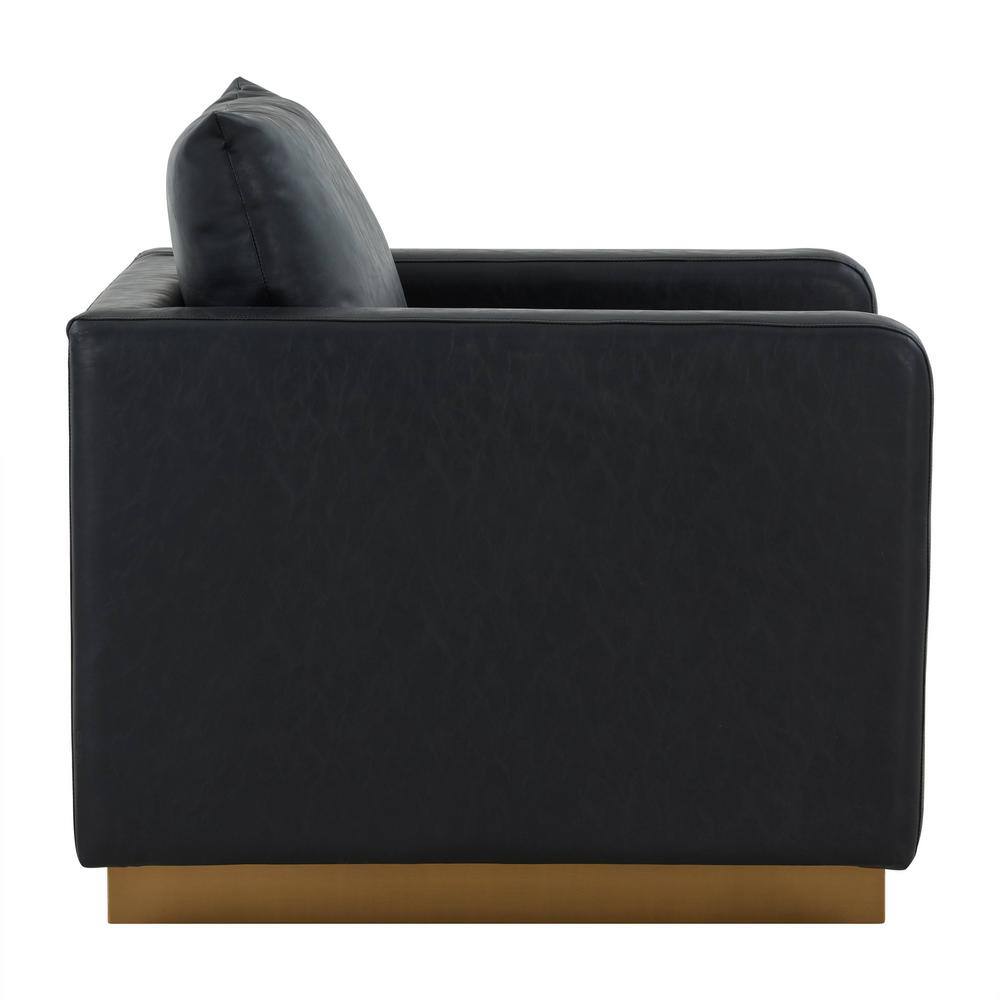 Nervo Black Leather Accent Chair with Gold Base