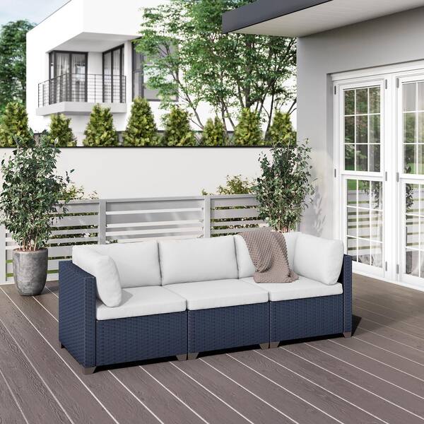 Rattan 3 seater corner garden sofa set in grey hot sale