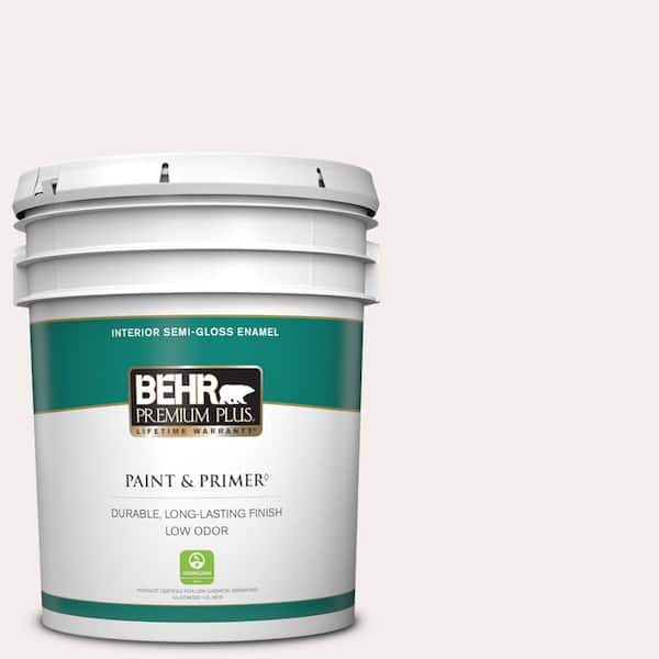 BEHR PREMIUM PLUS 5 gal. #PPL-12 Rose Dawn Semi-Gloss Enamel Low Odor Interior Paint & Primer