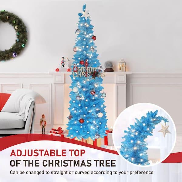6 ft. Pre-Lit Curved Top Artificial Christmas Tree with Warm White Light and Star