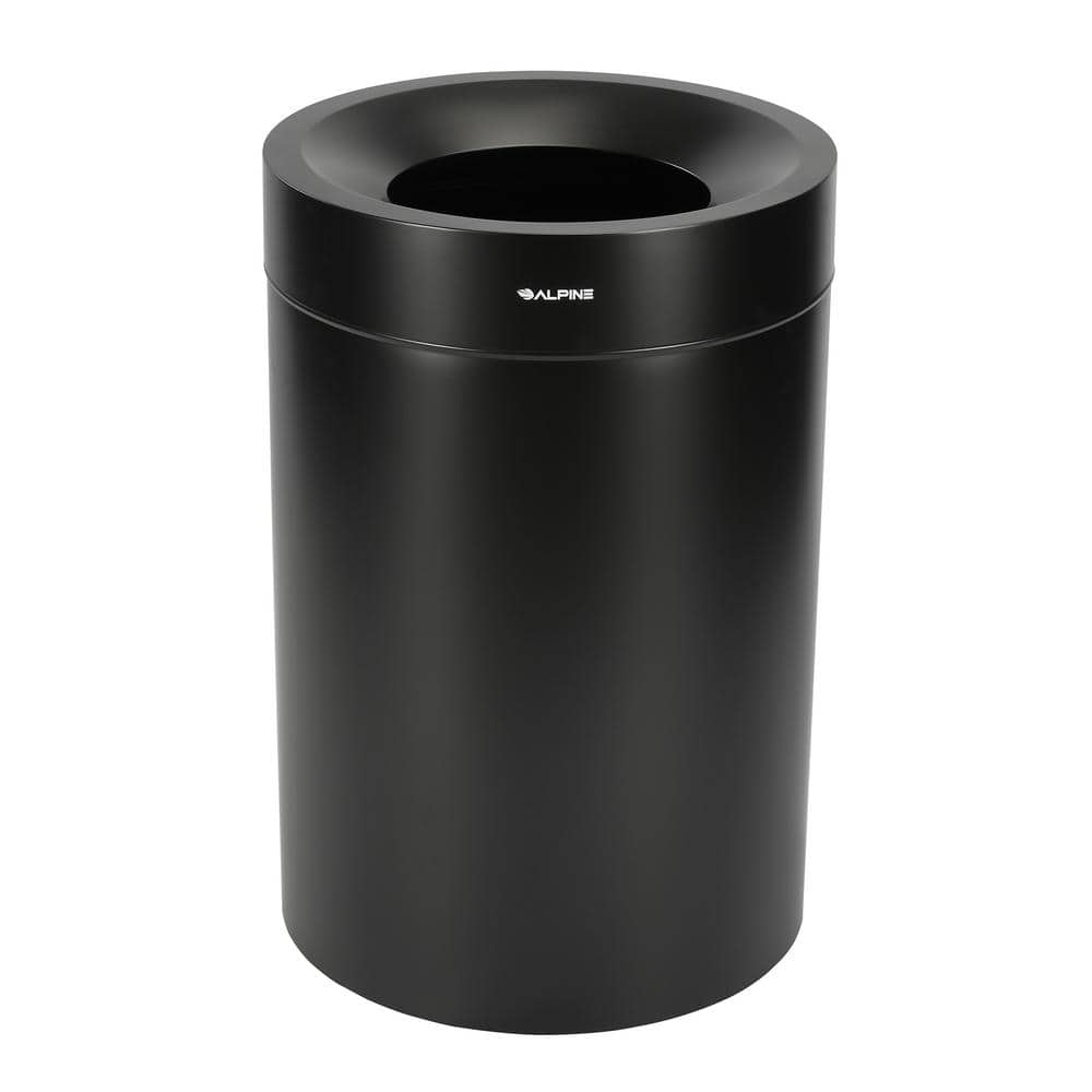 50 Gal. Black Stainless Steel Open Top Commercial Garbage Vented Trash Can 