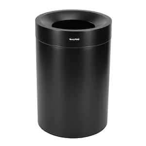 50 Gal. Black Stainless Steel Open Top Commercial Garbage Trash Can with Lid