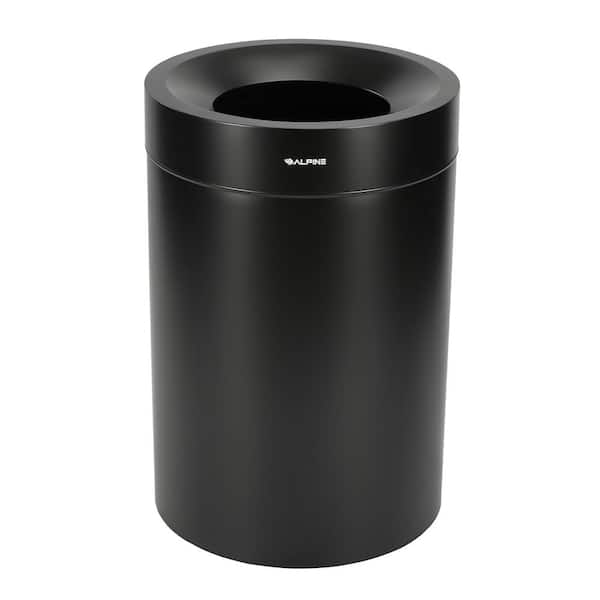 50 Gal. Black Stainless Steel Open Top Commercial Garbage Vented Trash Can with Lid