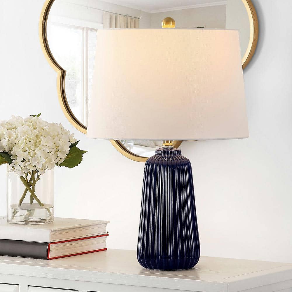 Sawyer Navy Blue 24" Modern Textured Ceramic Table Lamp