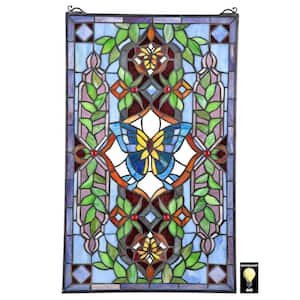 Butterfly Utopia Tiffany-Style Stained Glass Window Panel