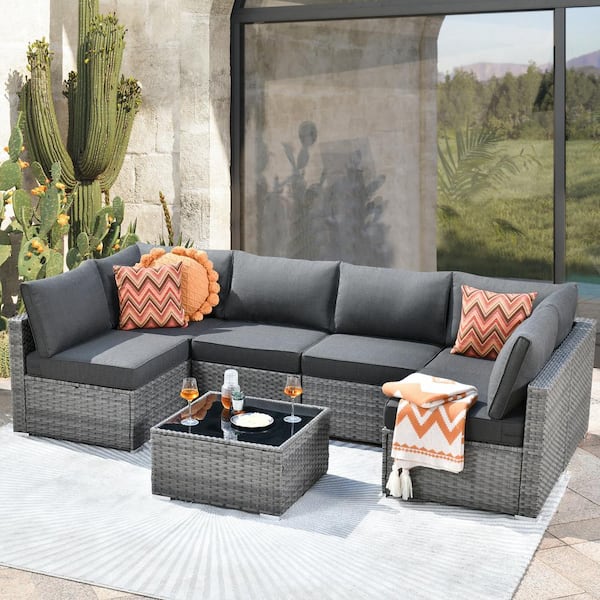 ニューユーコ！ salsation サルセーション Grey！ Sサイズ Toject Sanibel Gray 7-Piece Wicker Outdoor Patio Conversation Sofa