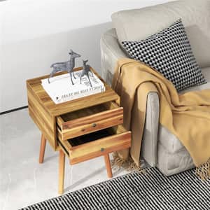 2-Drawer Brown Nightstand 23.5 in. x 16 in. x 16 in.