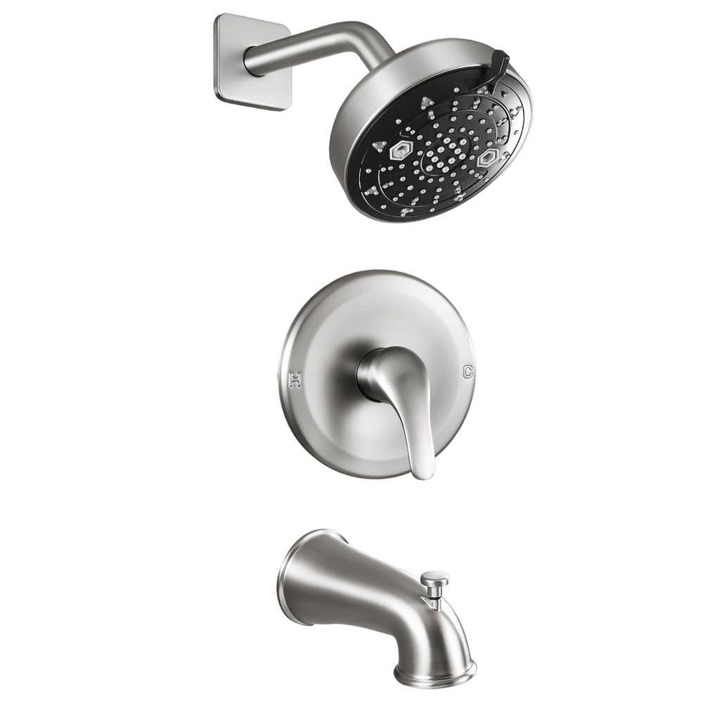 Single Handle 4-Spray Tub and Shower Faucet 1.6 GPM in Brushed Nickel (Valve Included) price history on PriceWatchPro