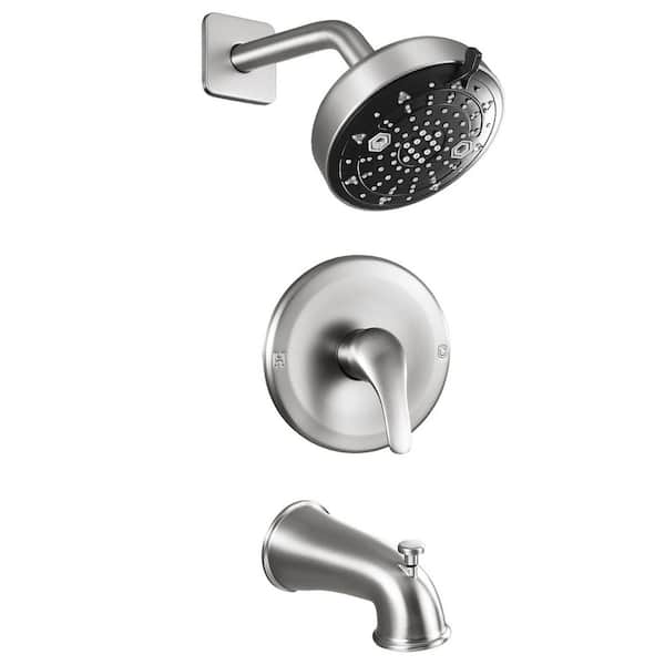 Single Handle 4-Spray Tub and Shower Faucet 1.6 GPM in Brushed Nickel (Valve Included)