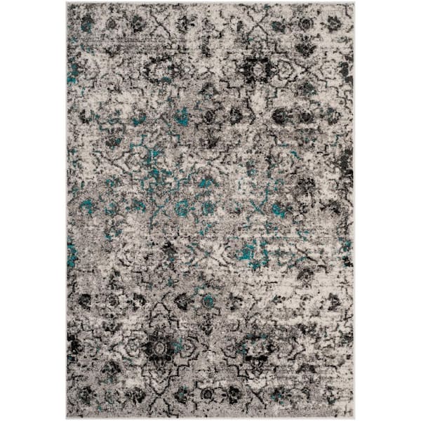 SAFAVIEH ADirondack Gray/Black 10 ft. x 14 ft. Distressed Floral Area Rug
