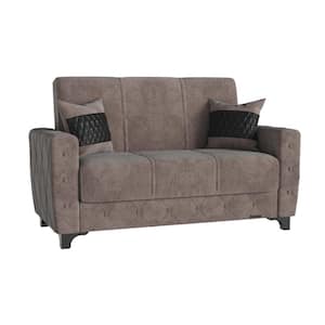 Shah Collection Convertible 62 in. Beige Suede 2-Seater Loveseat with Storage