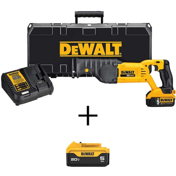 DEWALT 20V MAX Lithium-Ion Cordless Reciprocating Saw, (2) 20V 5.0Ah Batteries, Charger, and Case