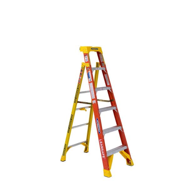 Werner LEANSAFE 6 ft. Fiberglass Leaning Step Ladder with 300 lb. Load Capacity Type IA Duty Rating