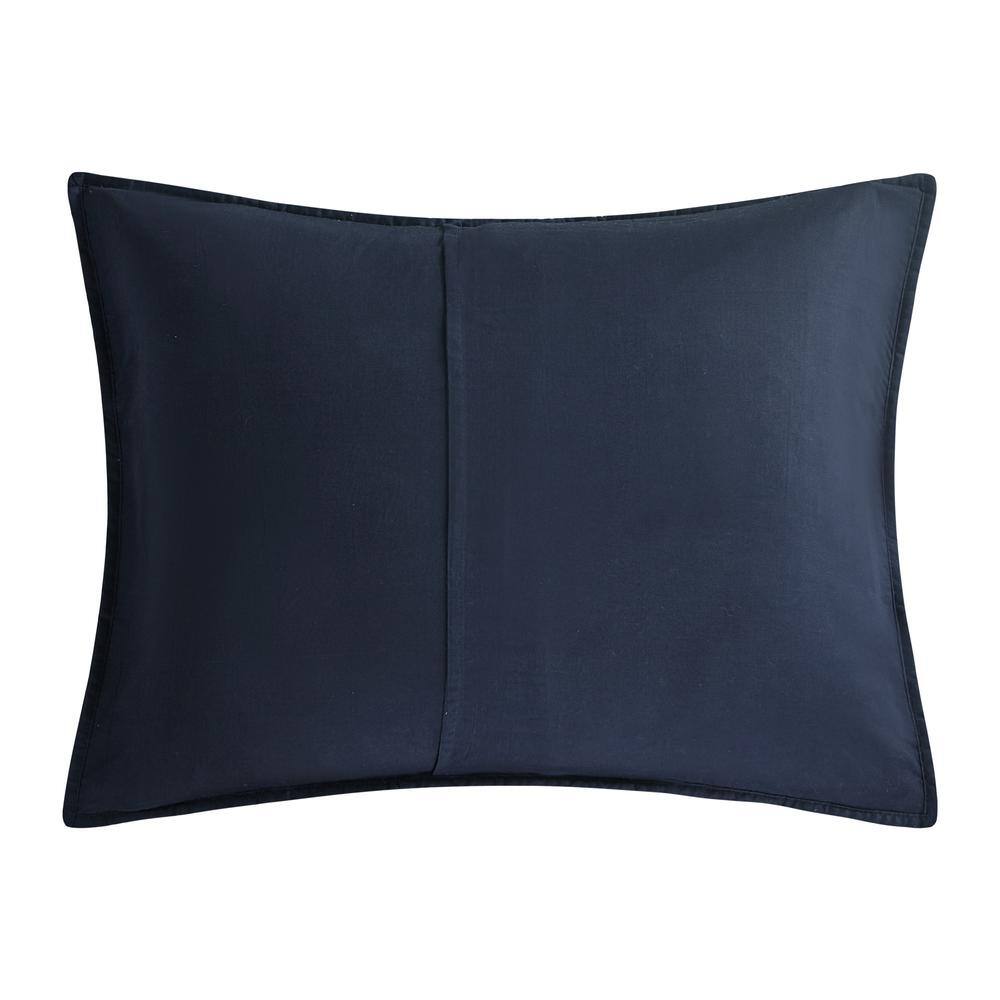 Navy Cotton Reversible Full Quilt Set