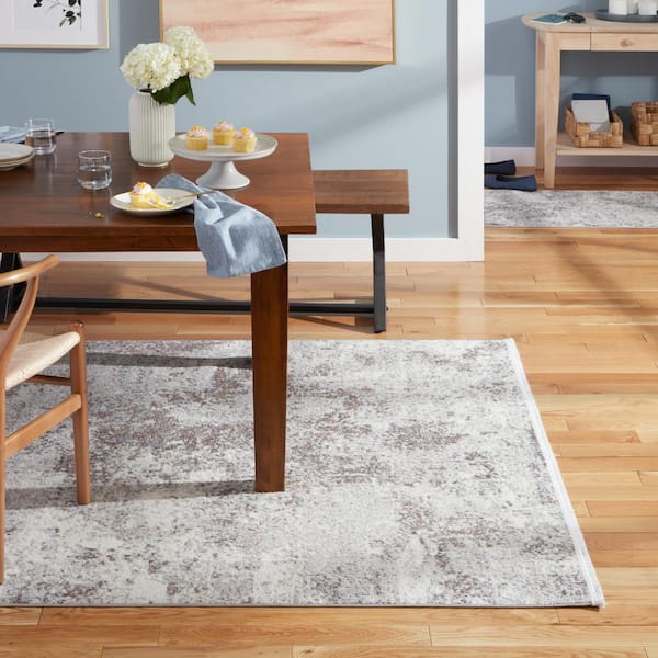 Everyday Rein Abstract Cloud Grey 8 Ft. x 10 Ft. Machine Washable Rug