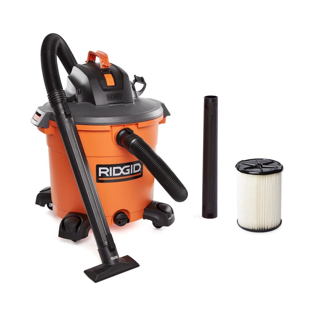 RIDGID 16 Gal. 5.0 Peak HP NXT Shop Vacuum Wet Dry Vac with General Debris Filter, Locking Hose and Attachments HD1640 HD1640