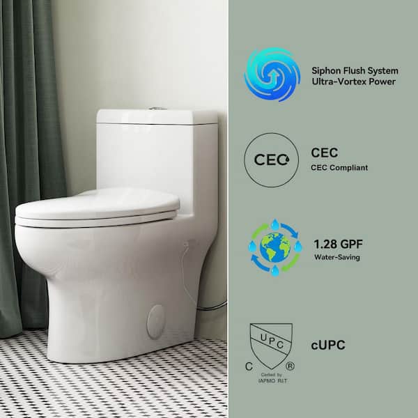 HOROW 1-Piece 1.1/1.6 GPF High Efficiency Dual Flush Elongated