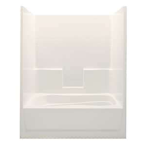 Everyday Smooth Tile 60 in. x 36 in. x 76 in. 1-Piece Bath and Shower Kit with Right Drain in Bone