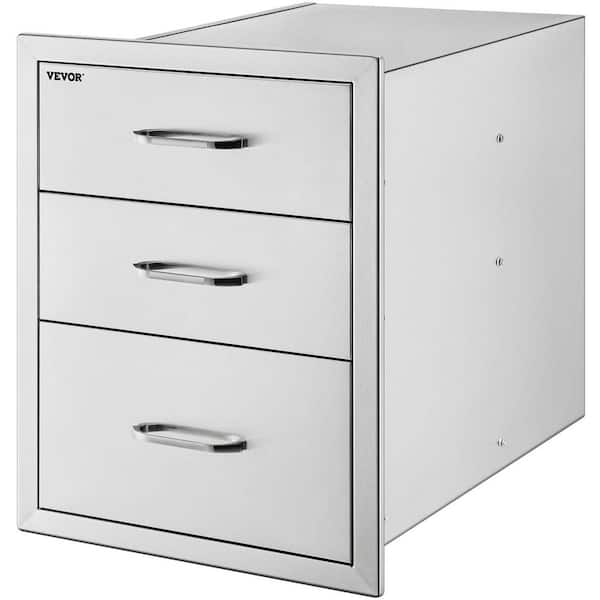 18 in. W x 23.2 in. H x 23.1 in. D Outdoor Kitchen Stainless Steel Triple BBQ Access Drawers with Chrome Handle