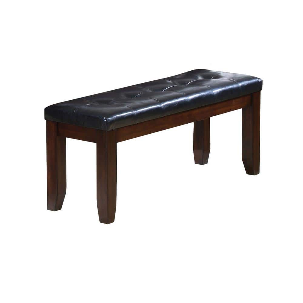 Amelia Black 48 in. Faux Leather Bedroom Bench Backless Upholstered