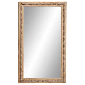 48 in. x 28 in. Light Brown Wood Bohemian Rectangle Wall Mirror