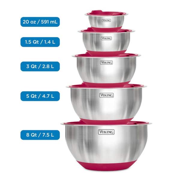 Viking Stainless Steel 10Piece Mixing Bowl Set with Lids and