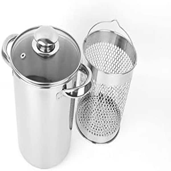 Asparagus Stock Pot 16cm 4qt. Stainless Steel Steamer Cooker with Basket and Lid, Induction Compatible