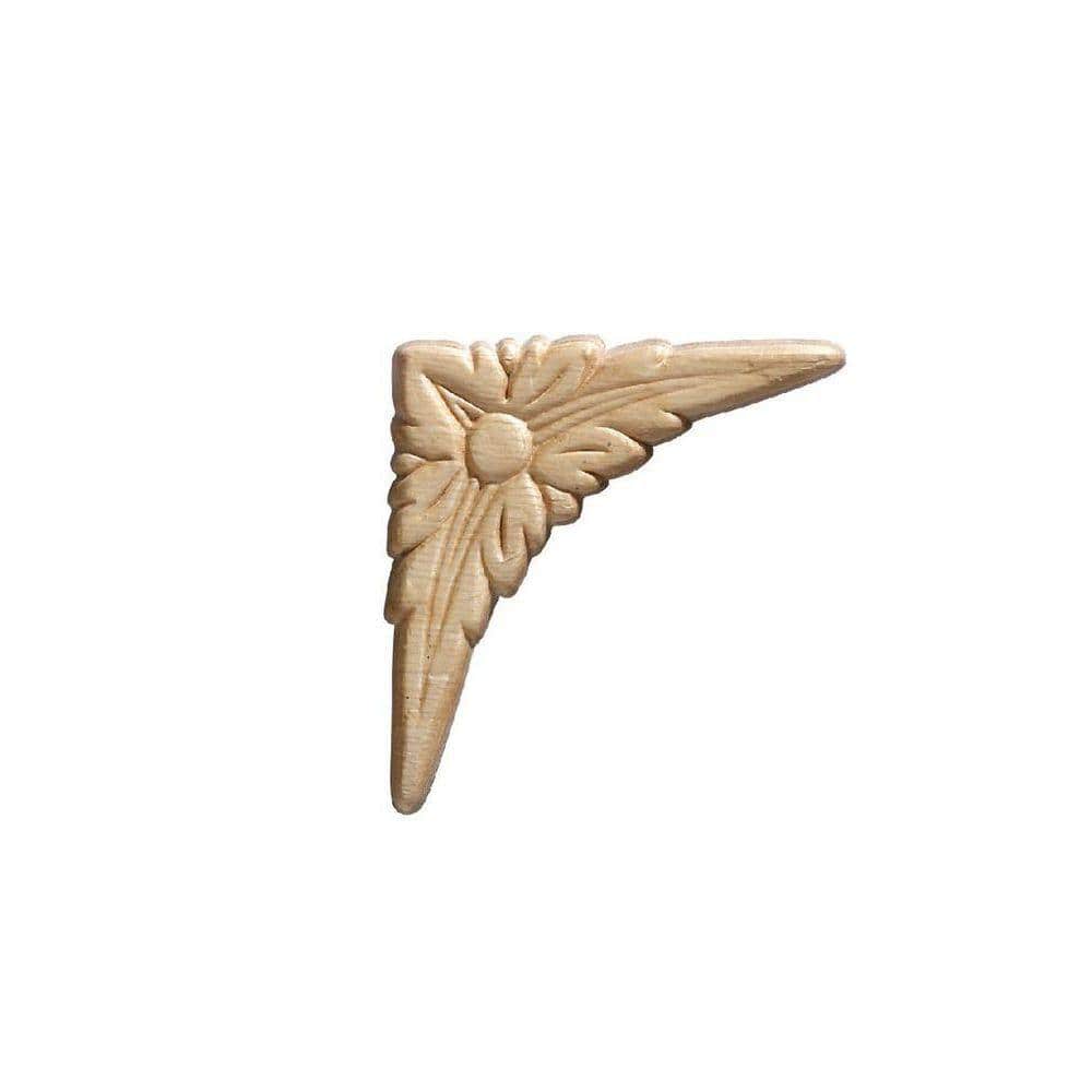 Unfinished Birch Floral Corner Onlay Ornament Set