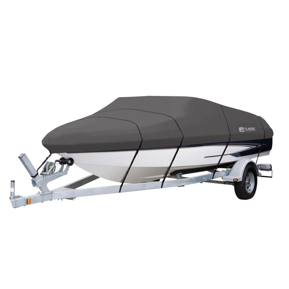 Classic Accessories StormPro Heavy Duty Tri-Hull Outboard Cover with Support Pole 