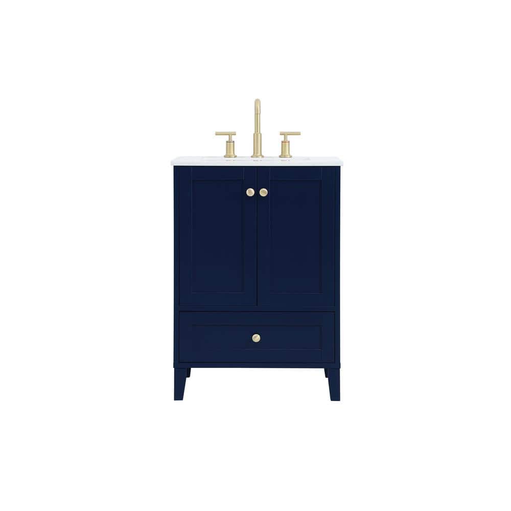 Timeless Home 24 in. W x 19 in. D x 34 in. H Single Bathroom Vanity in Blue