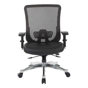 Black Vertical Mesh Back Chair with Black Bonded Leather Seat