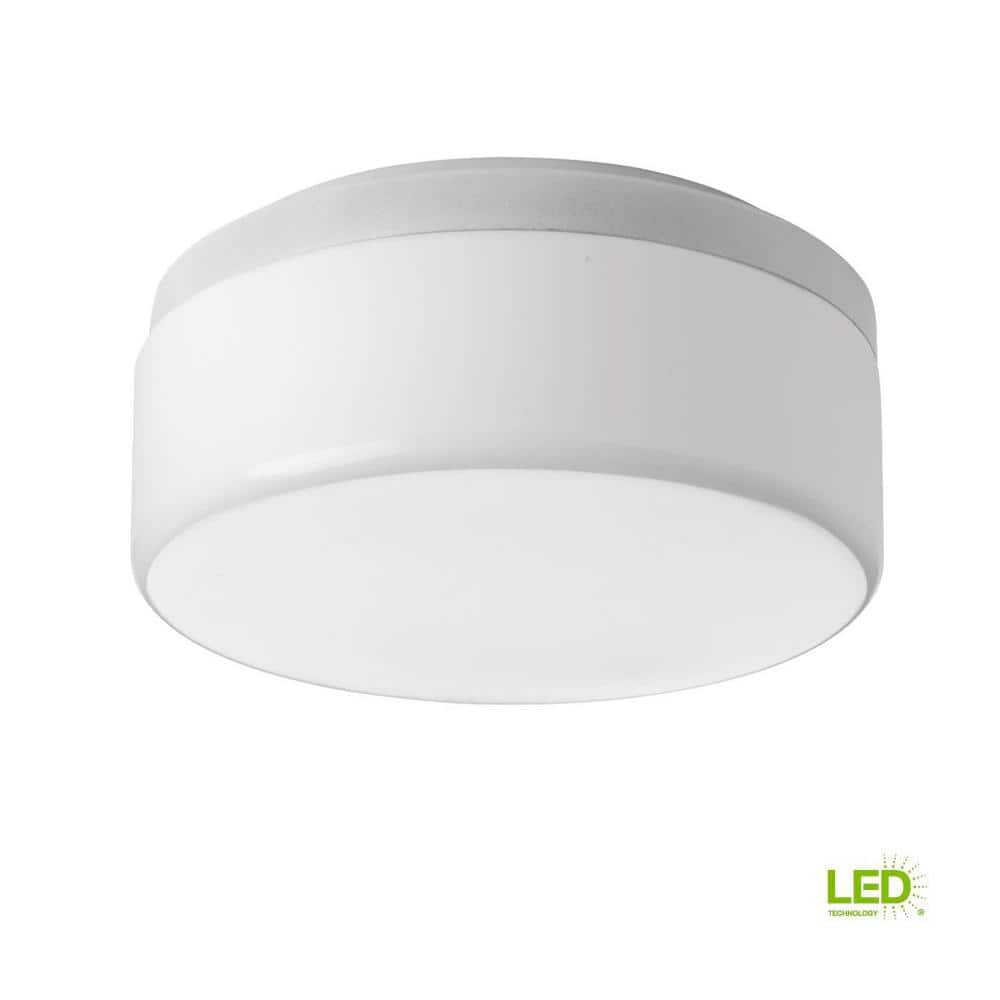 Maier White Glass LED Drum Flush Mount Light