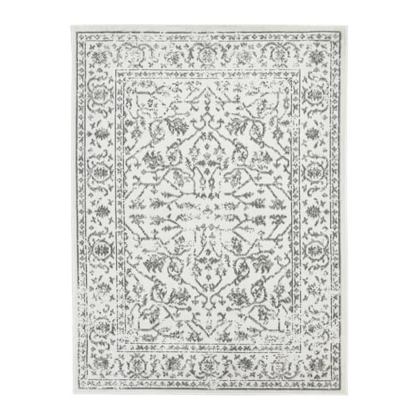 Alpine 2 x 3 Light Gray Bordered Pattern Area Rug for High Traffic Living Room Dining Room Bedroom