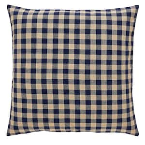 My Country Navy Tan Checkered Cotton Blend Euro Sham