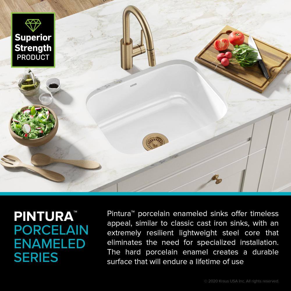 23-Inch White Stainless Steel Undermount Single Bowl Kitchen Sink