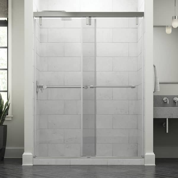 60 in. x 71-1/2 in. Mod Soft-Close Frameless Sliding Bathtub Door in Nickel with 3/8 in. Clear Glass and Lyndall Handles 60 in. x 71-1/2 in. Mod Soft-Close Frameless Sliding Bathtub Door in Nickel with 3/8 in. Clear Glass and Lyndall Handles