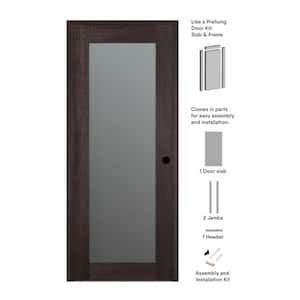 36 in. x 80 in. Vona 207 Left-Hand Frosted Glass Solid Core Veralinga Oak Wood 1-Lite Single Prehung Interior Door