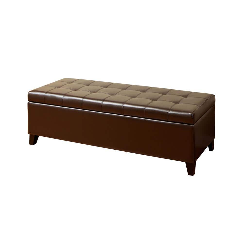 Noble House Mission Brown Storage Ottoman Bench 389 - The Home Depot