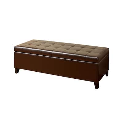 Noble House Hastings Espresso Tufted Storage Ottoman-1188 - The Home Depot