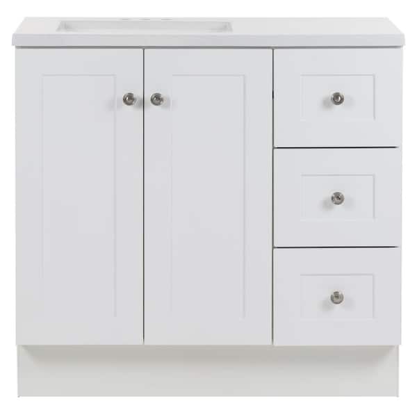 Photo 1 of Bannister 36.5 in. W x 18.75 in. D x 35.14 in. H Bath Vanity in White with White Top