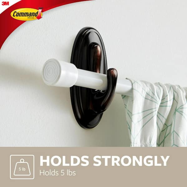 Command 17053BN-2ES Curtain Rod Hooks, Brushed Nickel, 2