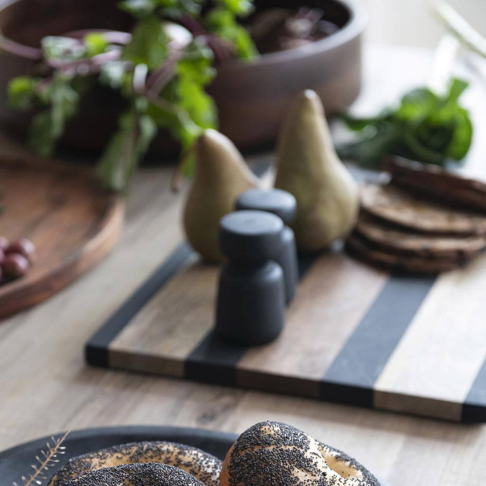Natural and Black Mango Wood Rectangular Cheese and Cutting Board