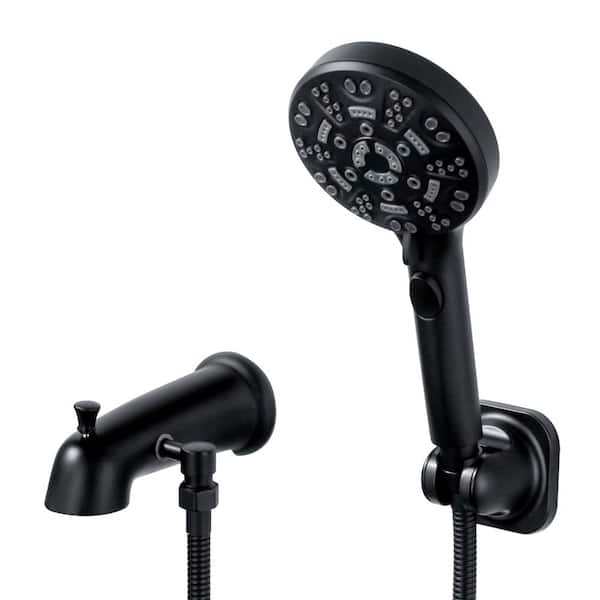 Bath Accessory Set, Tub Spout with Diverter, 8 Settings Handheld Shower in Matte Black