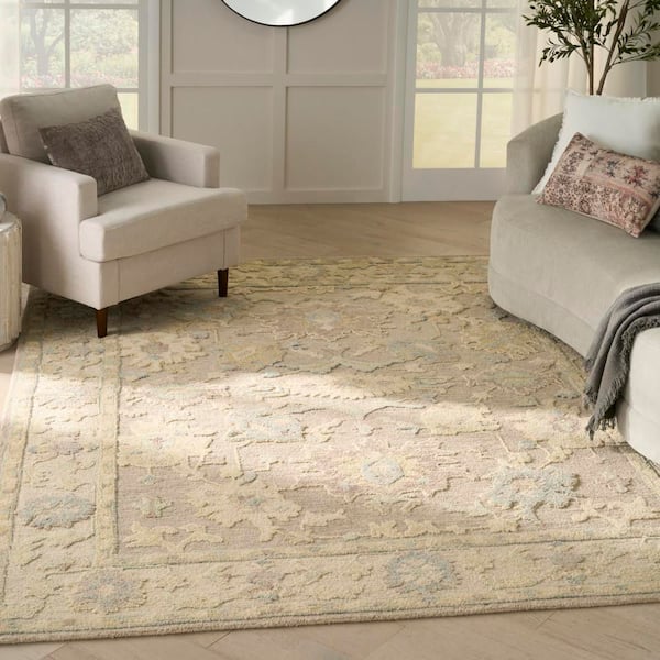 Maison Taupe Ivory 9 ft. x 12 ft. Distressed Traditional Area Rug